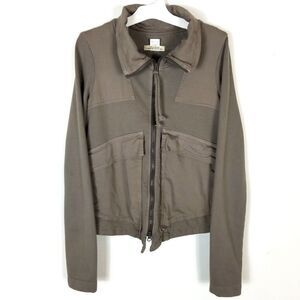 Prairie Underground Women Zip Up Organic Cotton Jacket Size XS Taupe Pockets